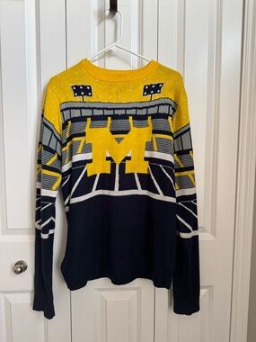 Michigan Light Up Maize and Blue Crewneck Sweater
